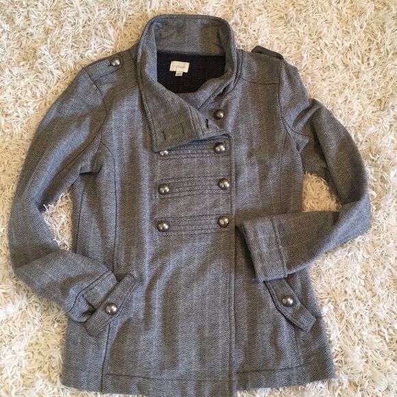 Nordstrom Rubbish Gray Double Breasted Military Style soft cotton Jacket Blazer - Picture 2 of 10